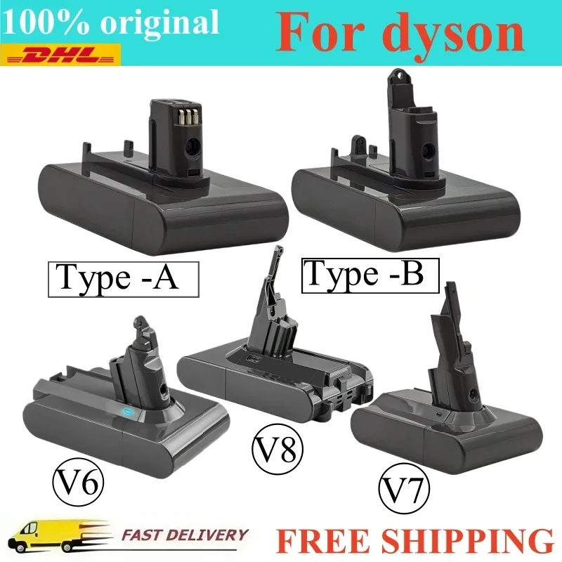 

100% New Vacuum Cleaner rechargeable Battery for Dyson V6 V7 V8 Series SV07 DC31 DC34 DC62 58 Absolute Fluffy Animal Pro Bateria