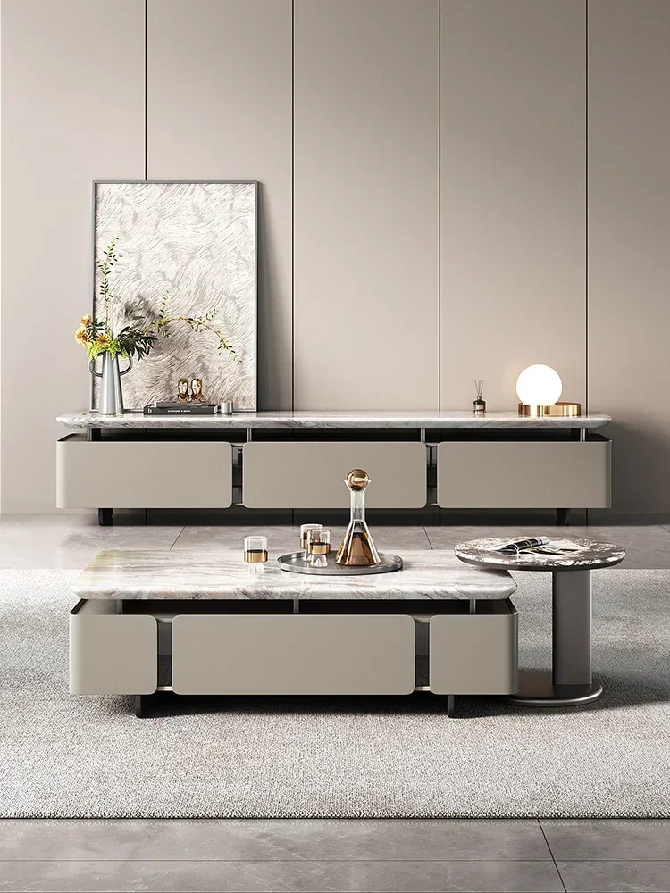 Affordable Long - lasting Light luxury living room minimalist floor to ceiling TV Italian minimalist cabinet Superior