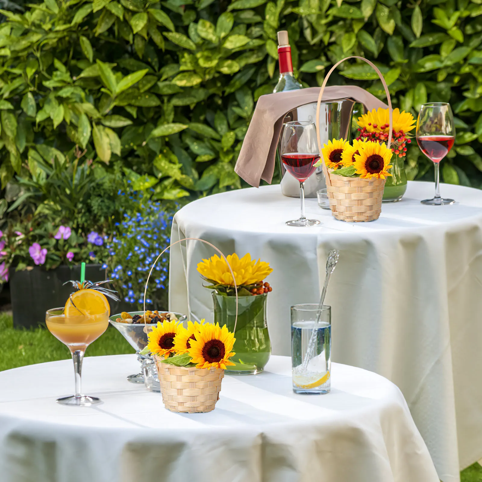 

8pcs Woven Basket Handheld Storage Decorative Flower Basket For Gift Candy Artificial Fresh Flowers Multi-Purpose Bamboo Picking