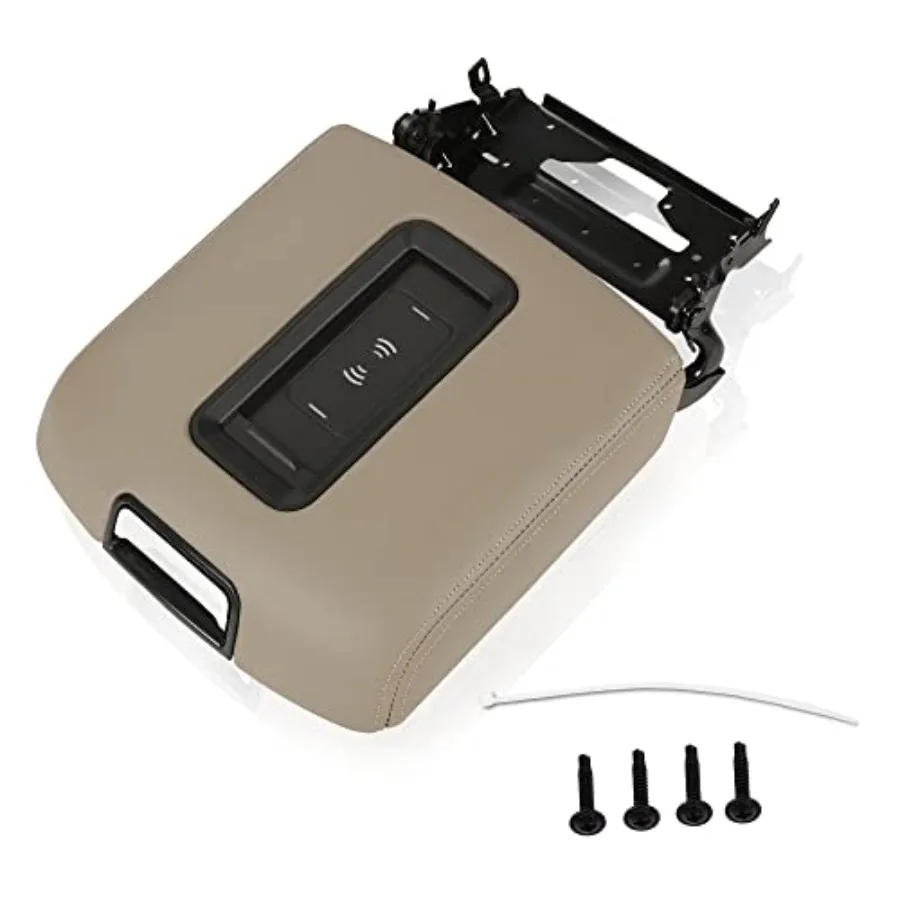 

Крышка подлокотника центральной консоли PIT66 с зарядным устройством, совместимая с Chevy Tahoe/Suburban/GMC Yukon/Yukon XL 2015-2019, коричневая консоль Cove