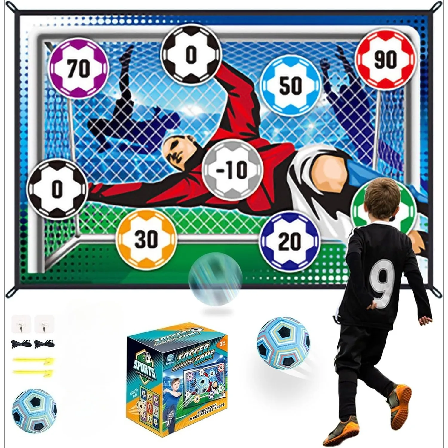 Toy Soccer Ball Game Set for Boys Girls Indoor Outdoor Backyard Toss Soccer Goal Game with Ball Target Sports Toys Birthday Gift