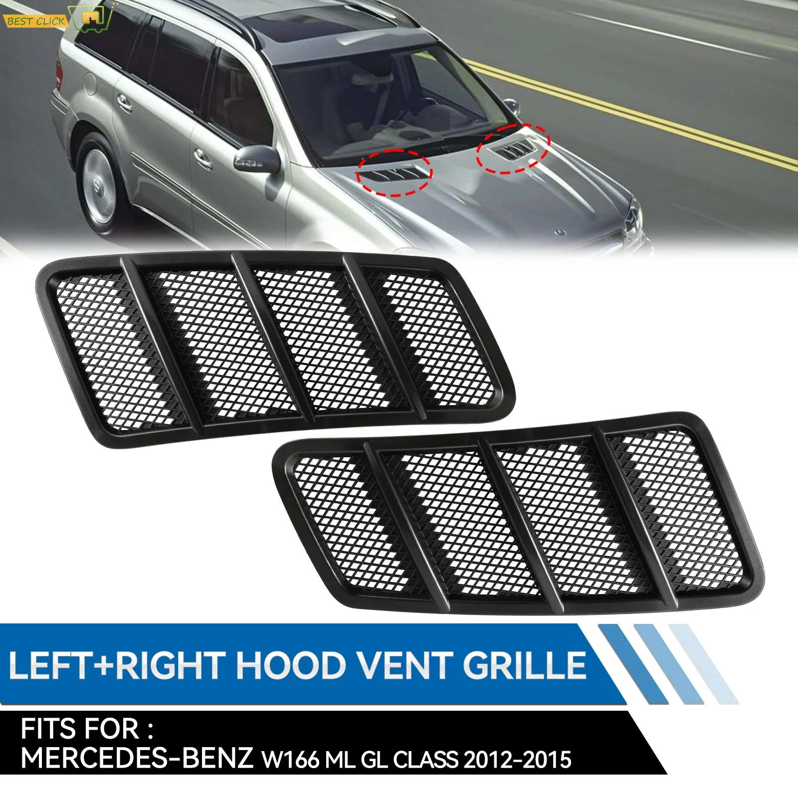 

For Mercedes Benz W166 GL350 GL450 GLS450 ML350 ML400 GLE320 GLE400 Left+Right Hood Air Vent Grille A1668800105 A1668800205