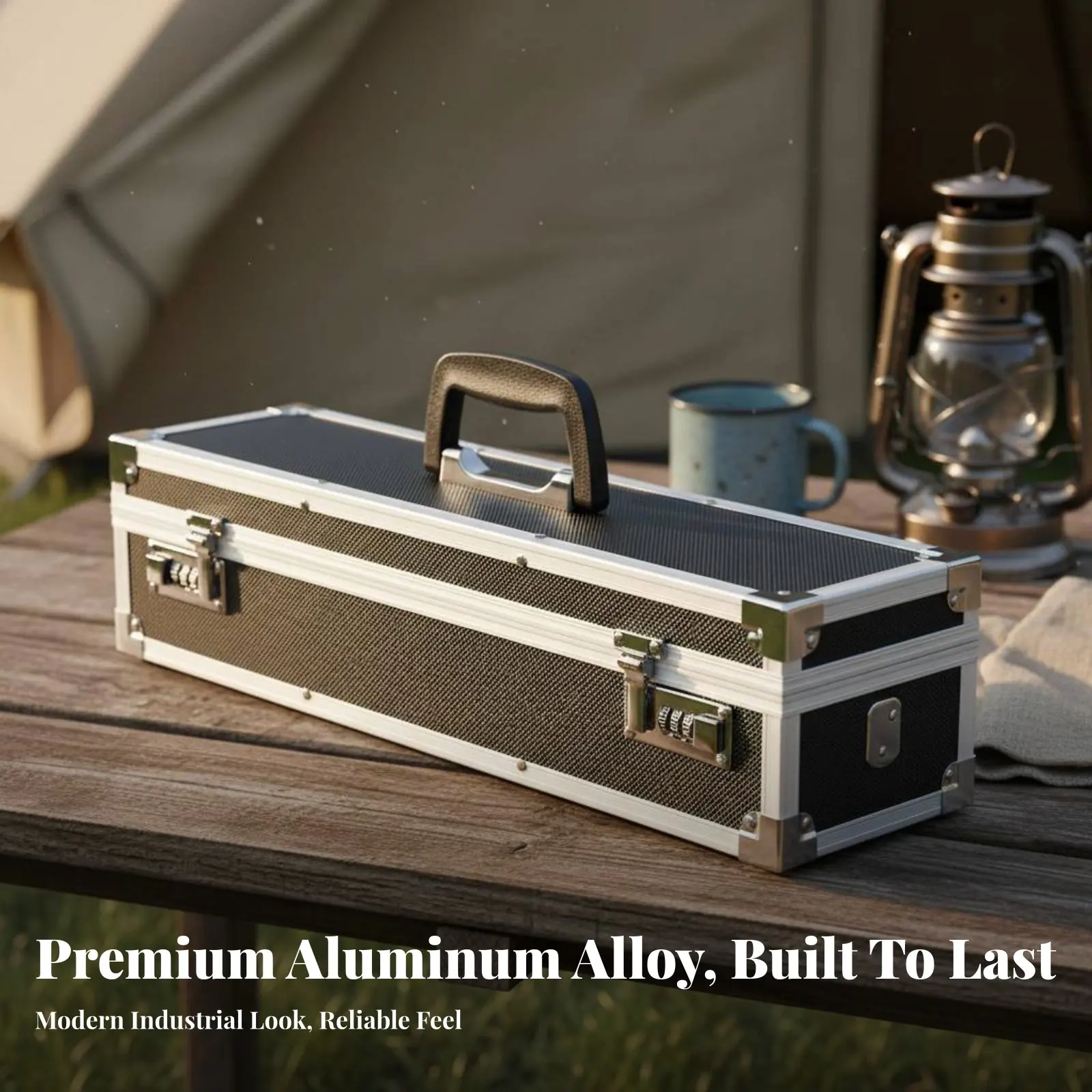アルミ収納ボックス-軽量設計-ロック可能なアルミボックス-ポータブルカトラリーブリーフケース-スポンジ裏地付きインテリア