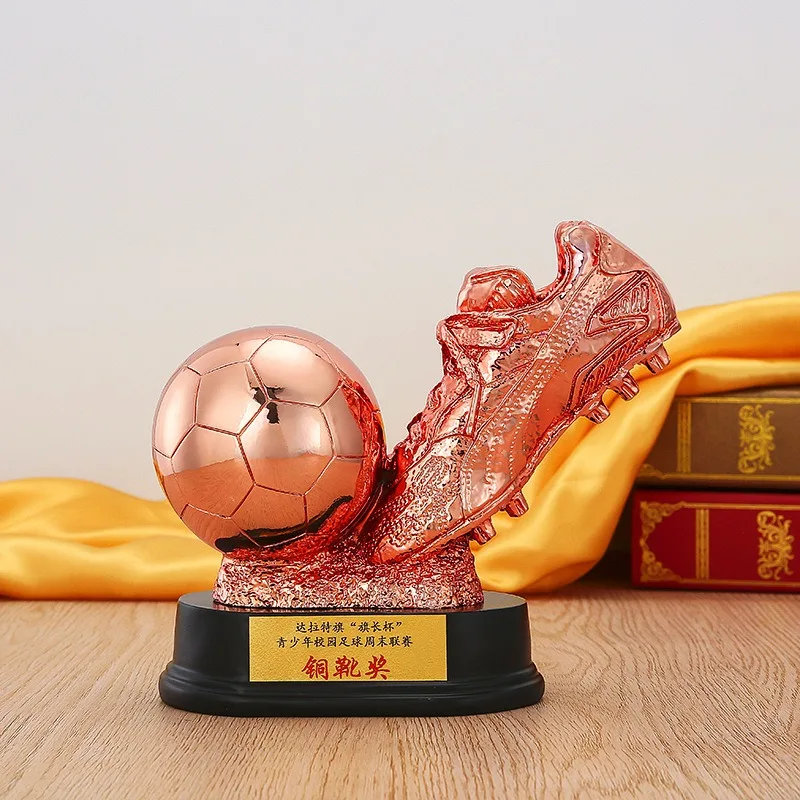 New Premium Resin Gold Plated Trophy Model Striker Award Golden Boot Trophy Football Championship Trophy