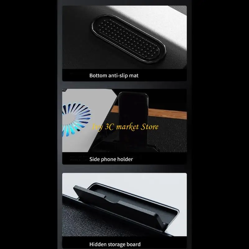 D7yc 2つの静かなファン付きノートブック用の2つの静かなファンの電話ホルダー機能を備えた人間工学に基づいたラップトップ冷却パッド、USB接続