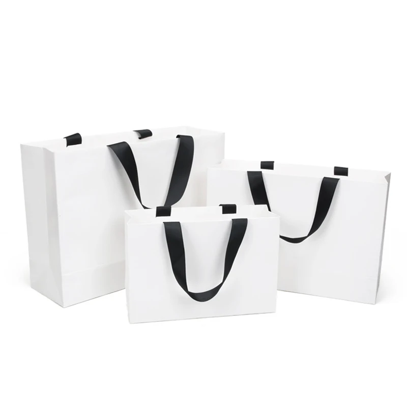 10pcs Tote Paper Bags Cosmetics Clothing Gift Package Bag For Wedding Birthday Party Shopping Bag Custom Logo Gift Bag