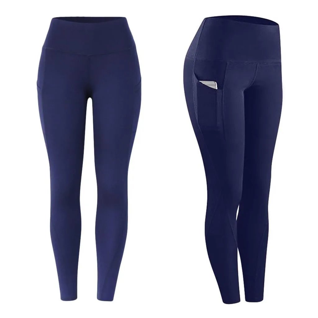 Mallas deportivas con bolsillo para mujer, Leggings térmicos de cintura alta para Fitness, correr