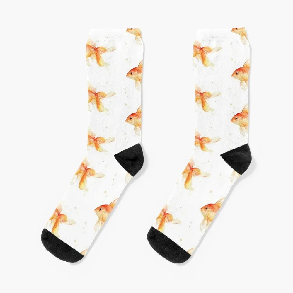 

Goldfish Painting Watercolor Socks with print designer brand Socks Female Men's