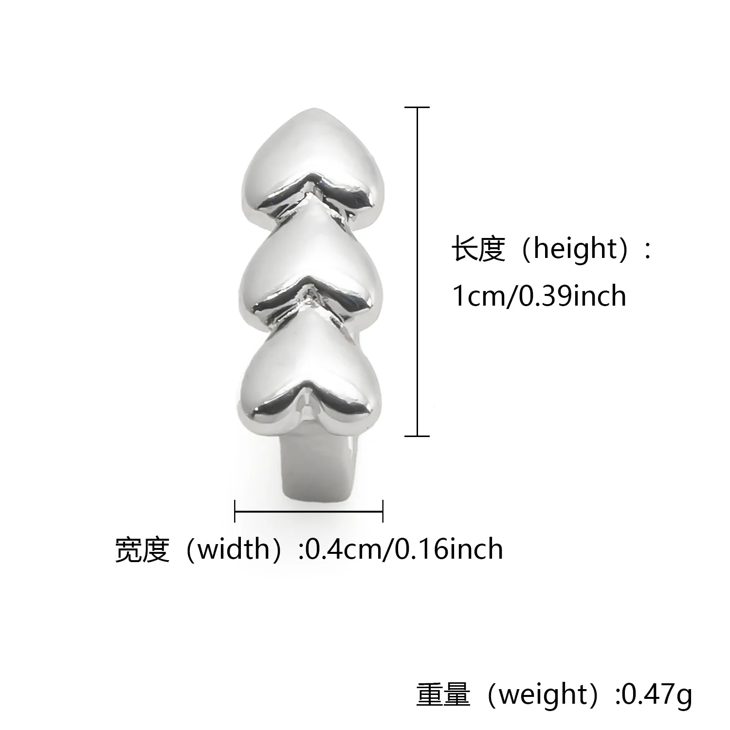 YOUNGX الهيب هوب ثلاثة القلب الأسنان Grillz الأقواس المتخصصة تصميم شجرة صغيرة شكل الأسنان قبعات للنساء الرجال المجوهرات زوجين هدية