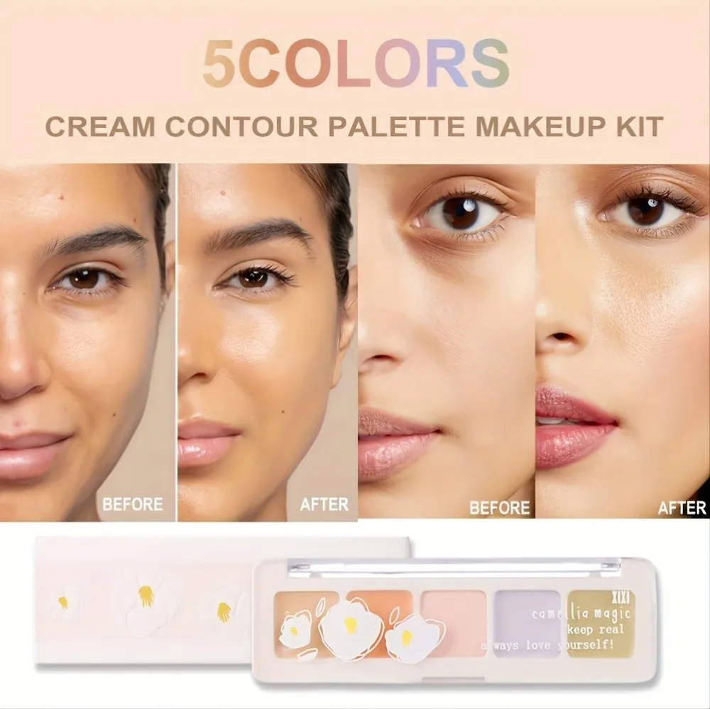 5 Colors Corrector Palette Color Correcting Concealer Palett Face Contouring Highlighter Conceals Dark Circles Blemishes
