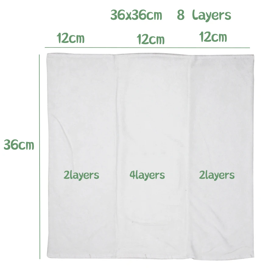 [usurpon]3PCS Reusable Diaper Nappy Insert Bamboo 36*36cm Prefold Diaper Washable Baby Bamboo Fiber Insert