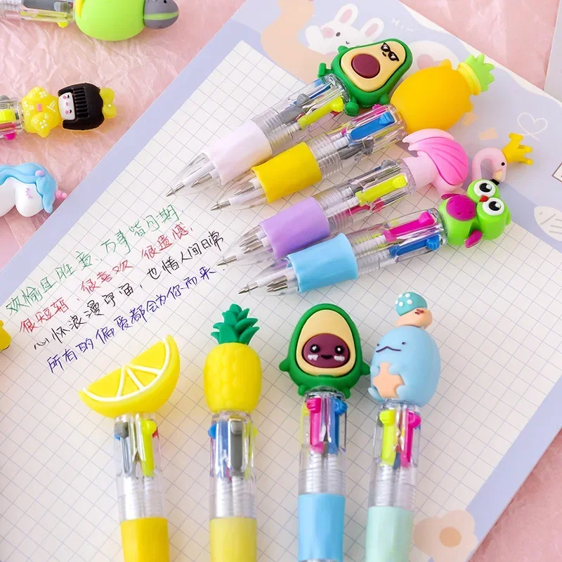 25Pcs/Lot Kawaii Mini 4 Colors Ballpoint Pen Cartoon Bear Unicorn Animal Multicolor Cute Pens Stationery School Office Supplies