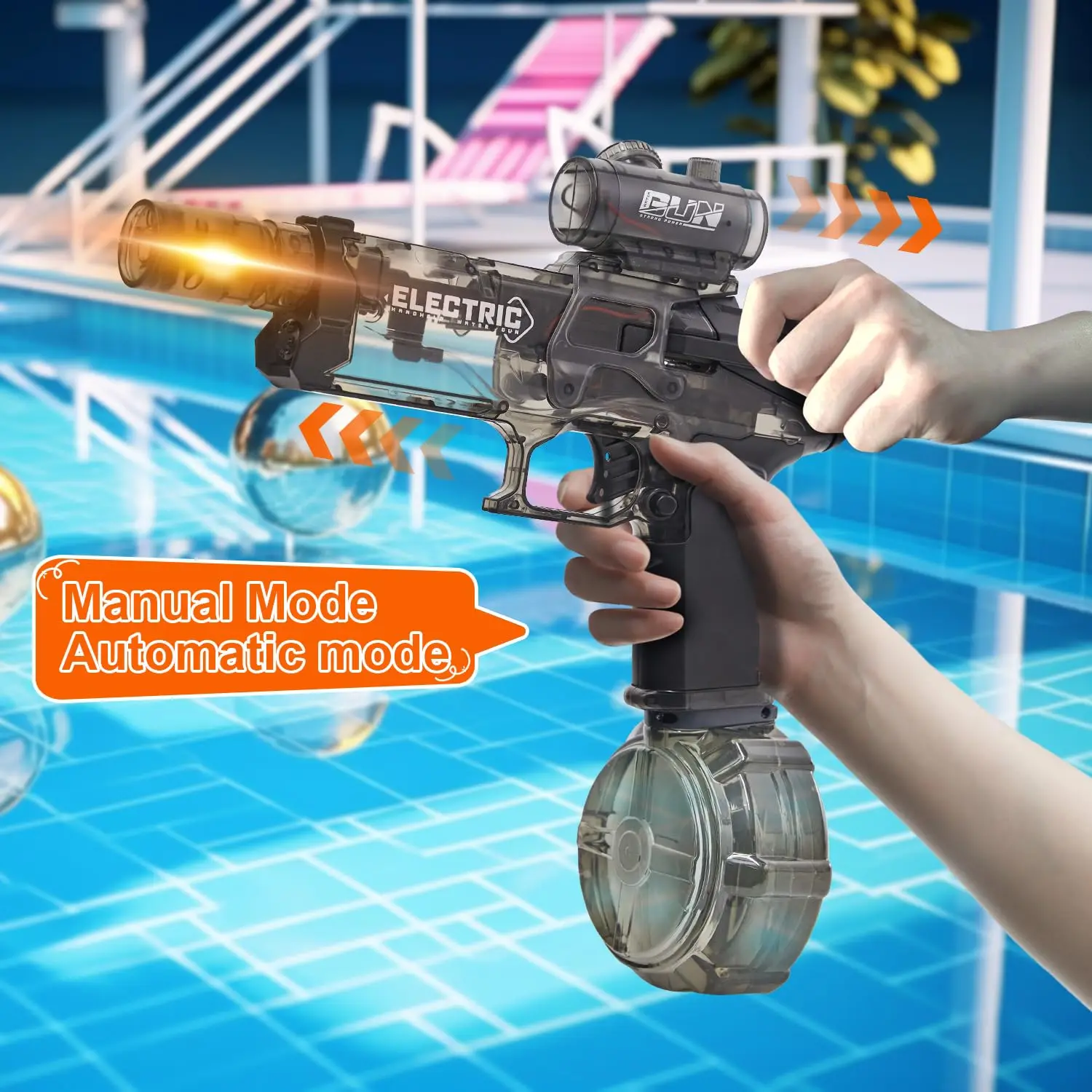 Pistola de água automática brinquedos com luz 2-em1 manual e elétrica pistola de água spray blaster praia piscina brinquedo para crianças meninos adultos presentes