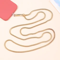Gold Chain, White Leather Clip Buckle, Long Diagonal Cross Phone Strap With Card