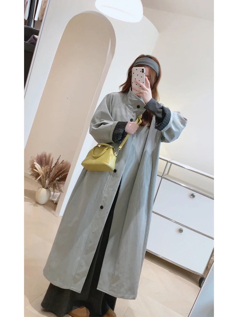 

Утепленная корейская ветровка в клетку KD57 с воротником-стойкой и пуговицами, свободный крой, осенне-зимняя верхняя одежда