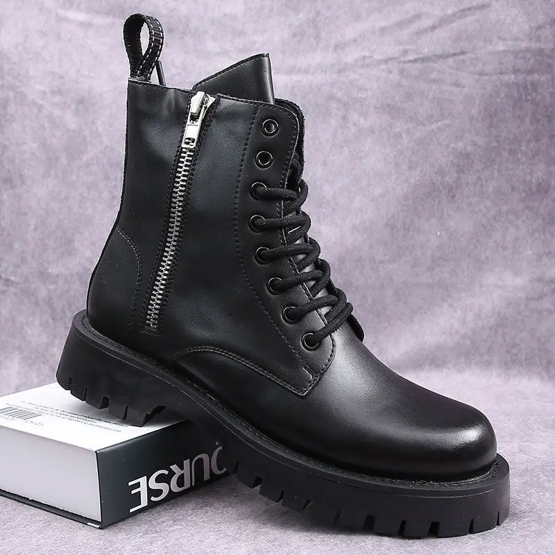 

Мужские повседневные вечерние банкетные платья, ботинки из натуральной кожи, черные туфли на платформе, весенне-осенние ботильоны, ковбойские botas masculina