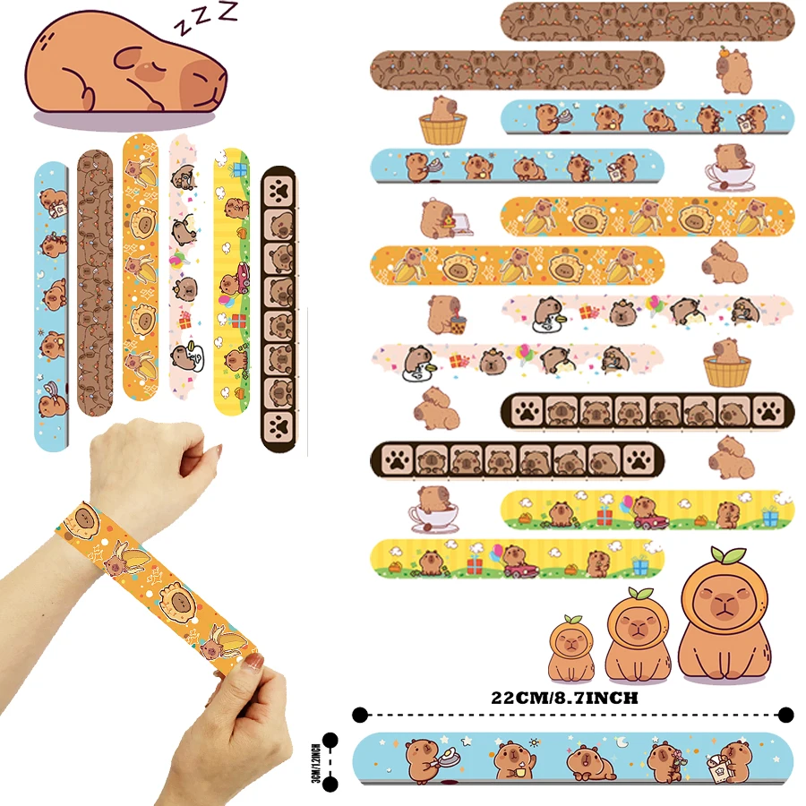 كابيبارا صفعة أساور هدايا الحفلات معصمه الأطفال متعة الهدايا صفعة موضوع لعبة للأطفال عيد ميلاد الحيوان الكرتون كابيبارا