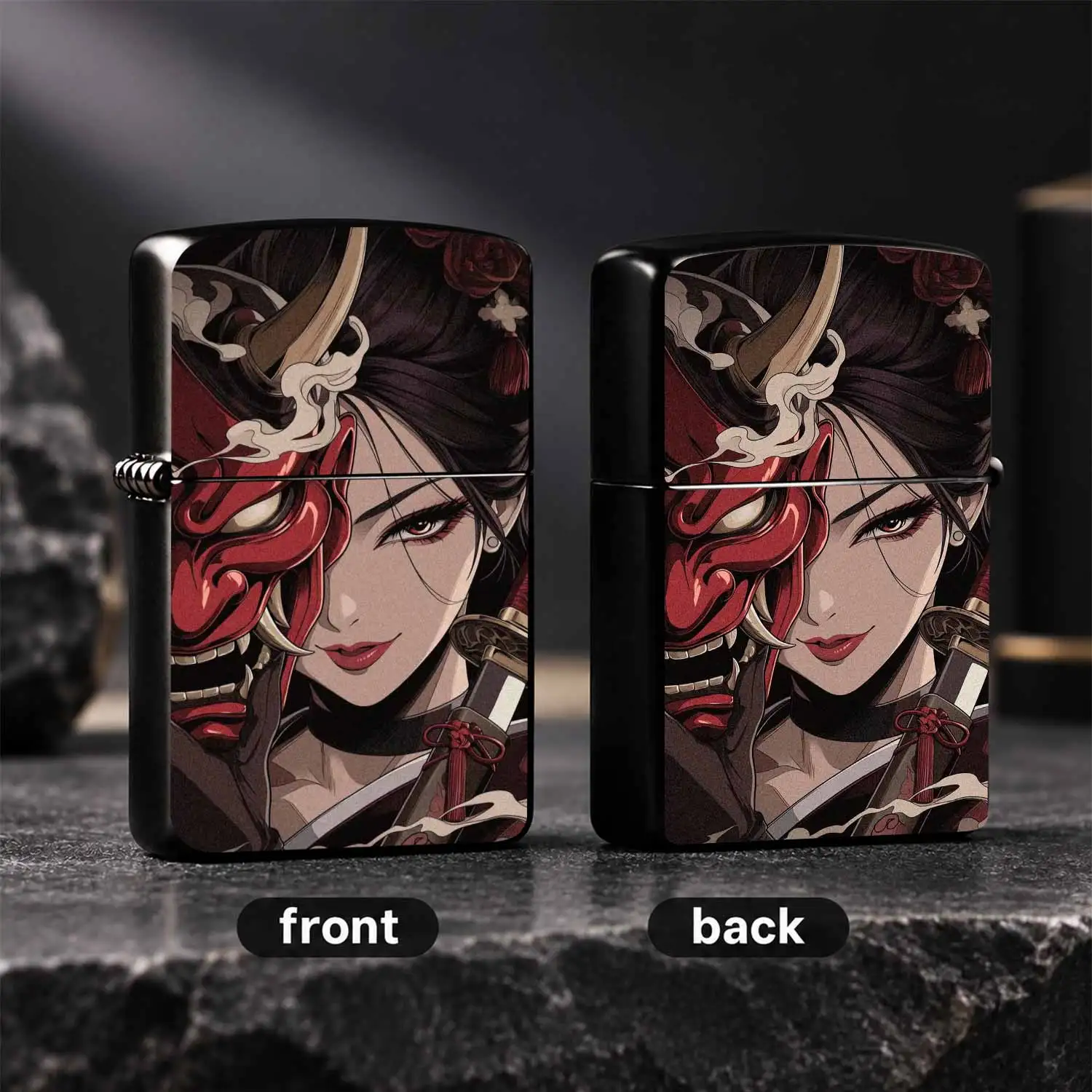 Japanese Style Ukiyo-E Hannya Girl Themed Lighter, Creative Retro Anime Aesthetic Portable Igniter, Ideal For Outdoor Camping, Candle Incense Lighting, Unique Exquisite Gift For Friends, Collectible Decor For Daily Multi-Scene Application A