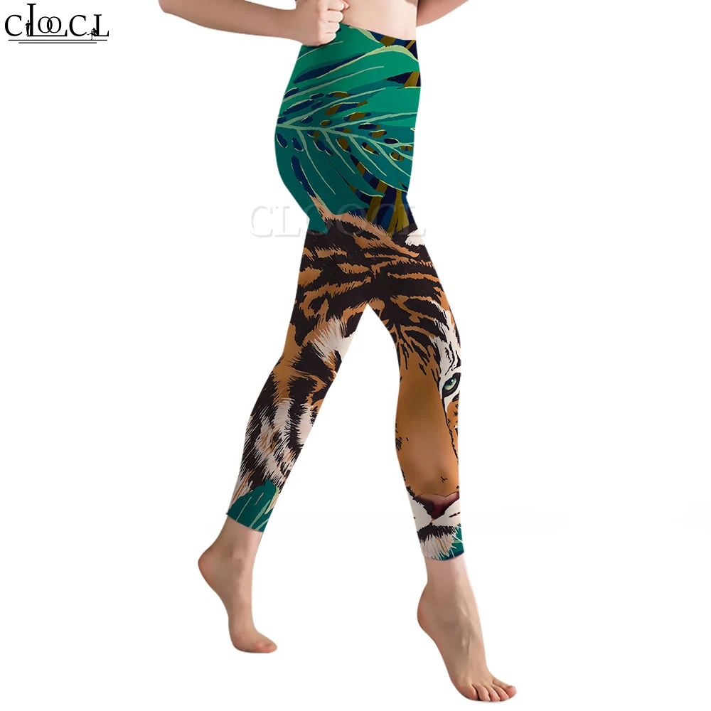 CLOOCL Celana Panjang Print 3D Pola Harimau Hutan Legging Wanita untuk Wanita Legging Gym Ketat Sejuk Push Up Jogging