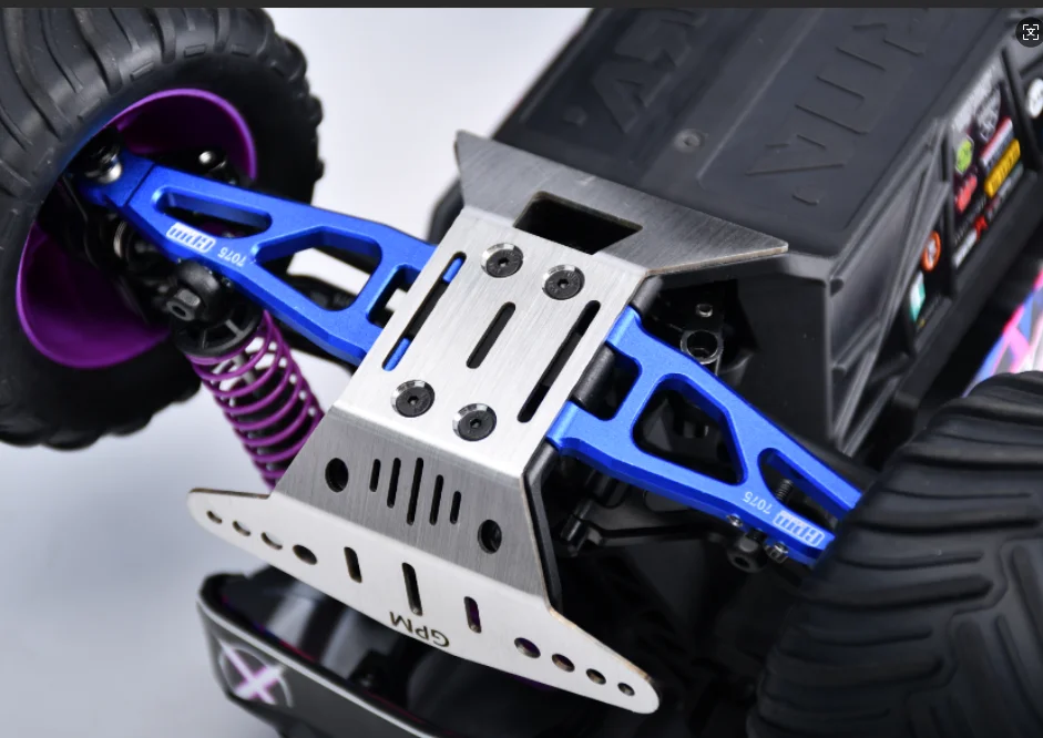 GPM ARRMA 1/16 QUAKE GROM 4X4 RTR Monster Truck-ARA2137 cepillado para patinar CHASSIS delantero y trasero de acero inoxidable