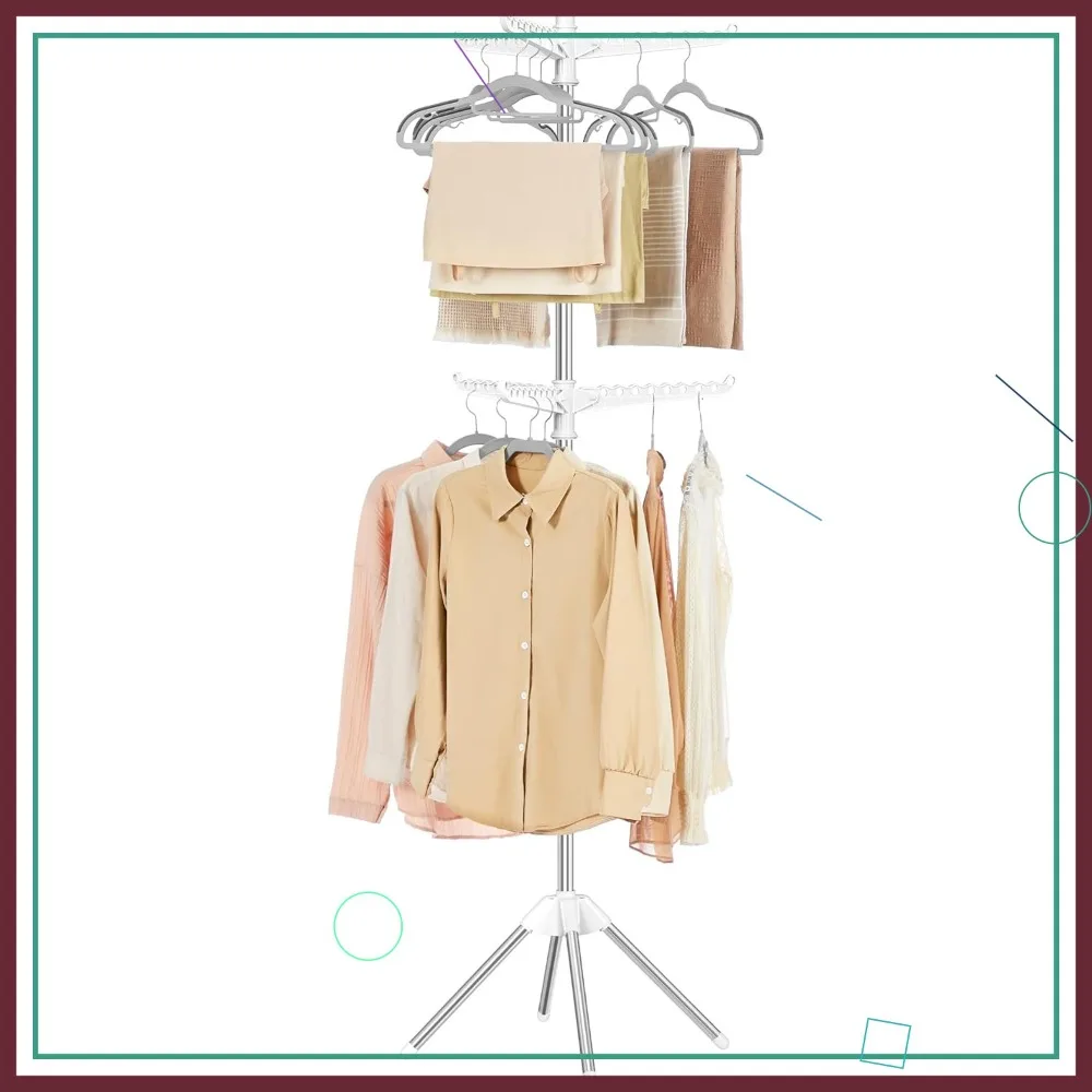 

Двухуровневая складная сушилка для белья с 6 вращающимися ручками, нержавеющая сталь для одежды 54, компактная для небольших квартир