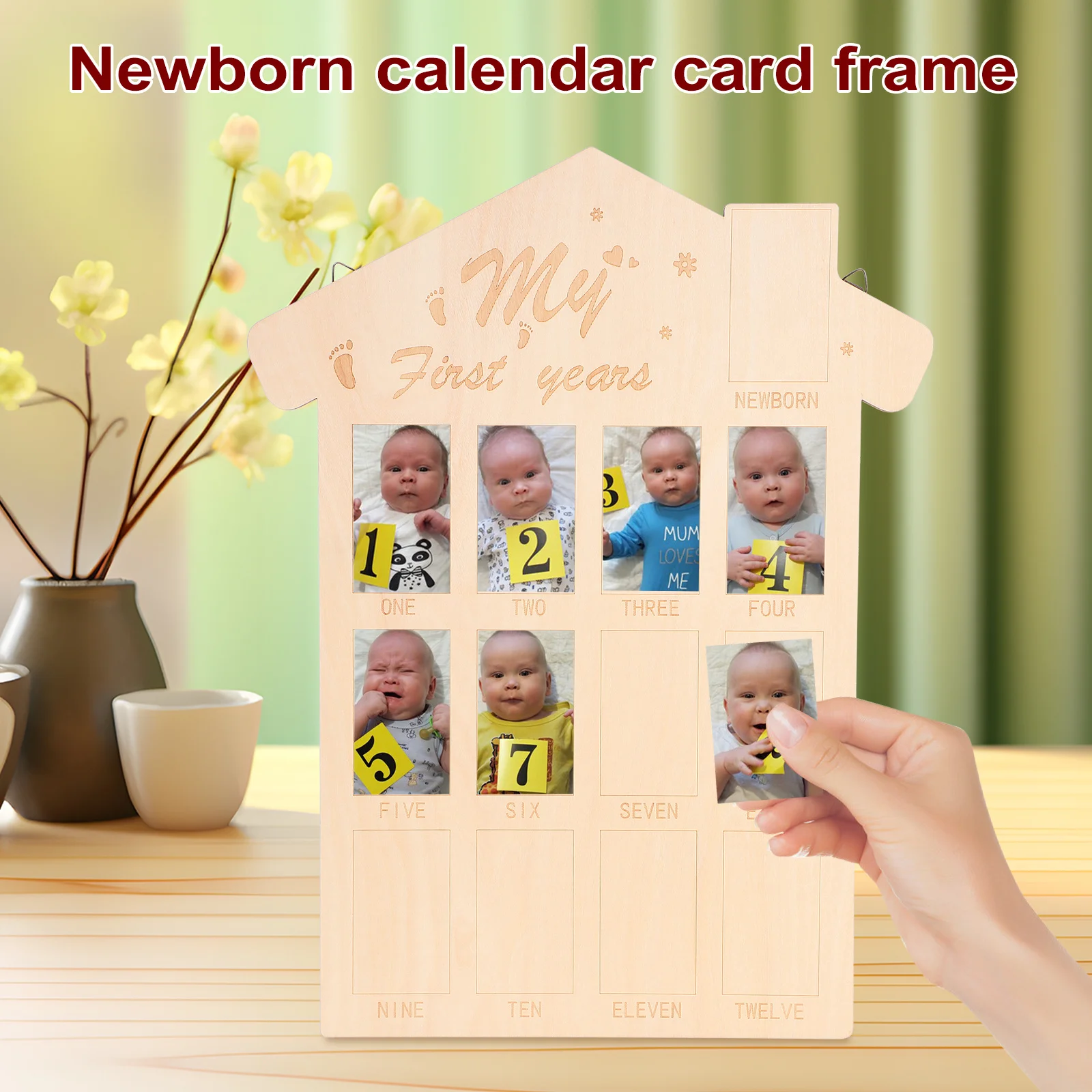 

Деревянная детская фотодоска, безопасная, прочная, детская фоторамка на первый день рождения, украшение на память, детская фоторамка на память