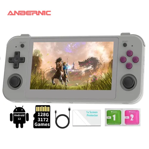 ANBERNIC-RG505ポータブルゲームコンソール,Android 12システム,Unisoc Tiger T618 CPU, 4.95インチOLEDタッチスクリーン,128G TFカード,3172ゲーム