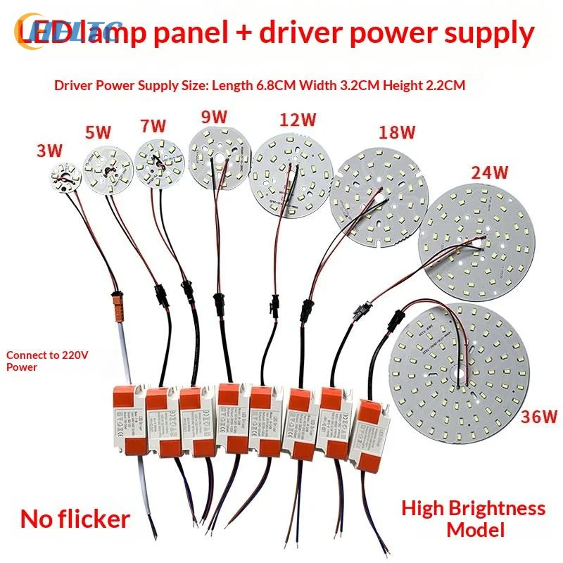WhiteWarm High Brightness LED 5730SMD Lamp Bead Light Board Bulb Round Transformation Light 3W-36W With Led Power Supply Driver