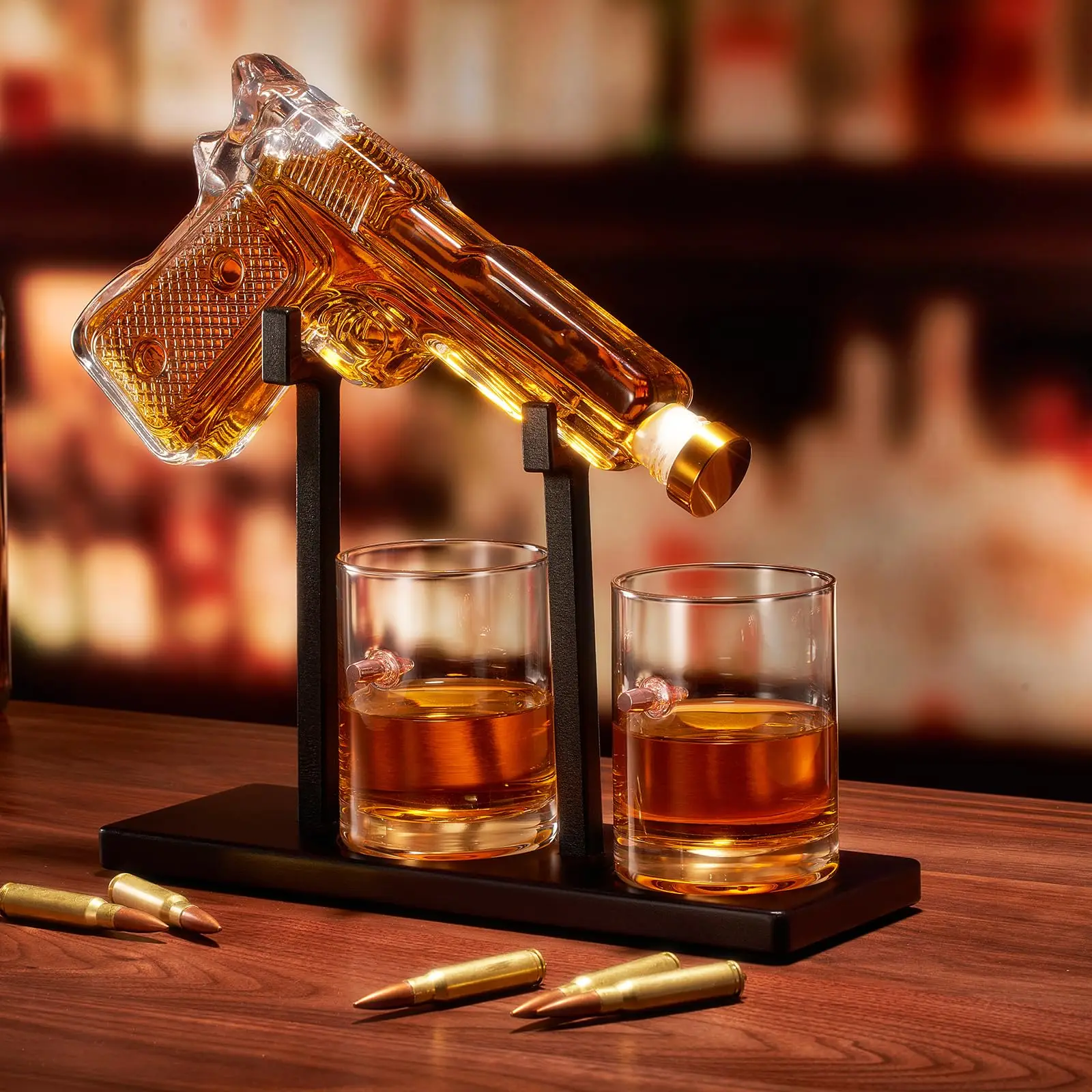 Gun Whiskey Decanter Sets With 2 Bullet Glasses Personalized Liquor Dispenser Liquor Scotch Bourbon Vodka Best Gifts for Dad