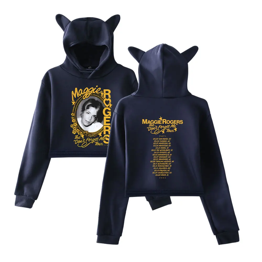 

Maggie Rogers The Don't Forget Me Tour Cat Ear Hoodie Women Long Sleeve Sweatshirts Casual Streetwear Crop Tops