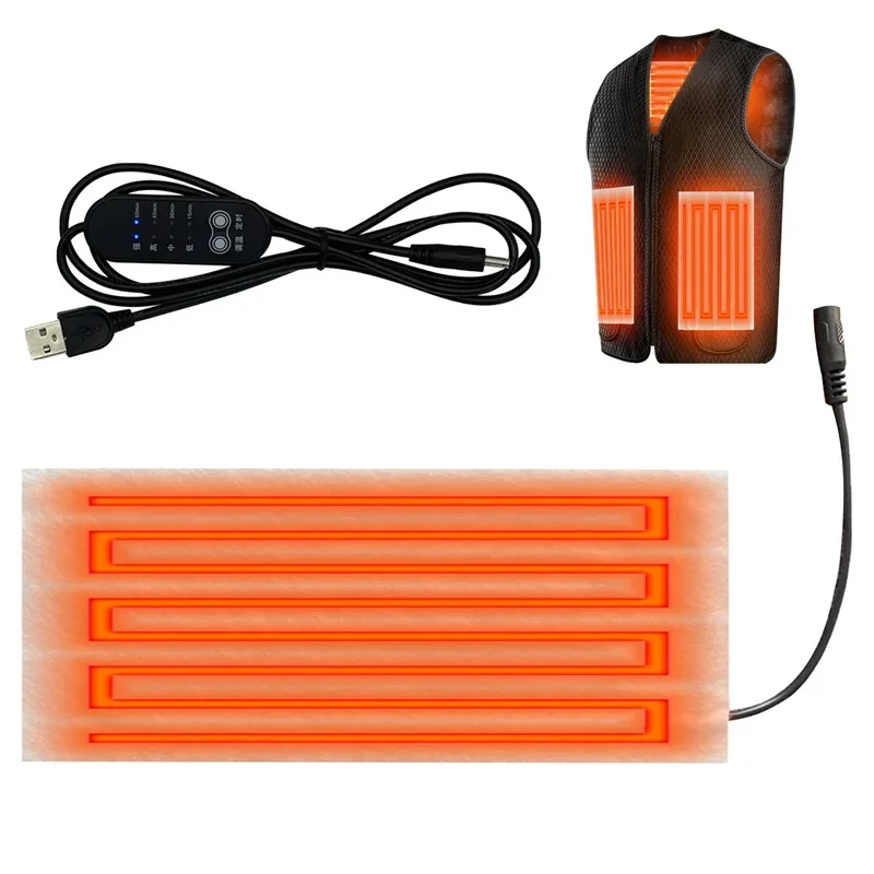 USB Warm Paste Pads Fast-Heating Carbon Fiber Heating Pad Safe Heating Warmer Pad For Cloth Vest Jacket Coat Fishing Camping