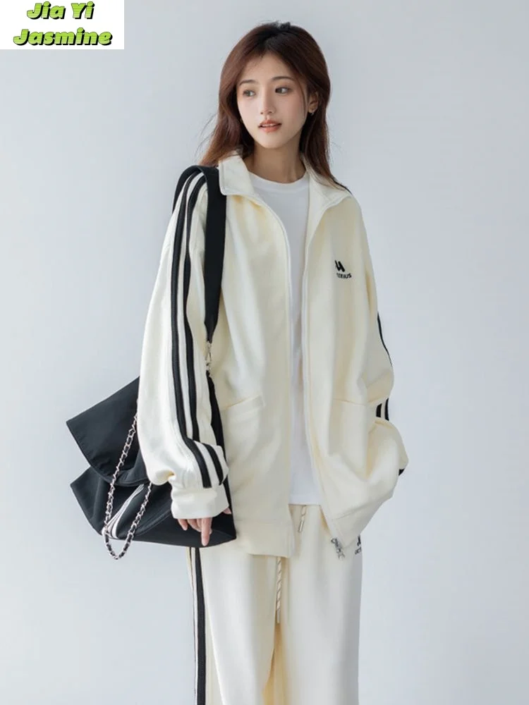 Female Spring and Autumn Student Korean Edition Loose and Slim Fashion Internet Celebrity Casual Sports Wear 2-piece Set