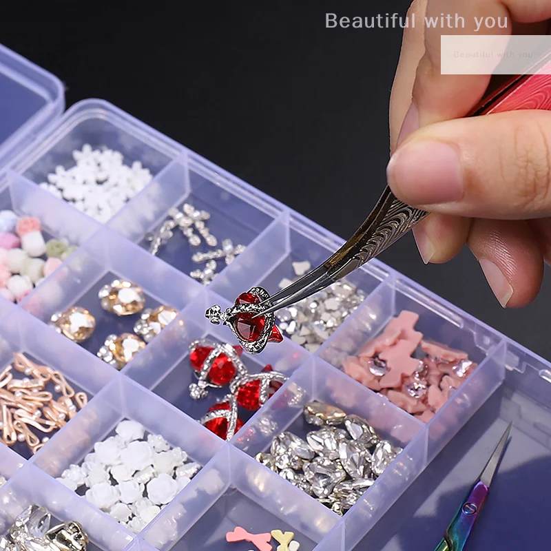 

[HBA] Прозрачный контейнер-органайзер на 26 ячеек для хранения материалов для нейл-арта: блесток, страз, кристаллов, бусин и аксессуаров