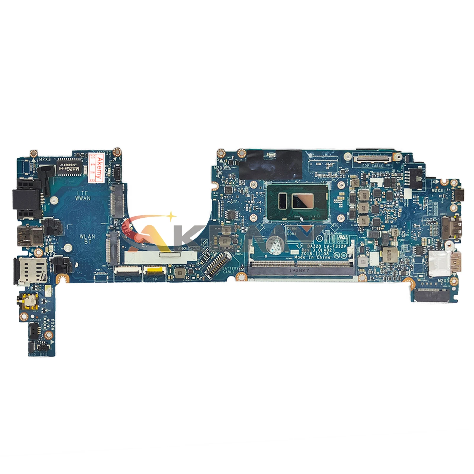 For Dell Latitude 7290 7390 Laptop Motherboard LA-F312P 0T64M2 0YFP8K 0X225X 0YJNVF 0XY80D I3 I5 I7 7th/8th Gen CPU Mainboard