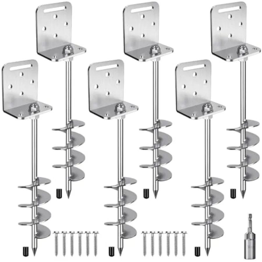 

Набор из 2/4/6 штук: 18/24 винтовых анкеров для крепления к земле с L-образным кронштейном, спиральные анкеры для батутов и качелей, для игровых комплексов Mob