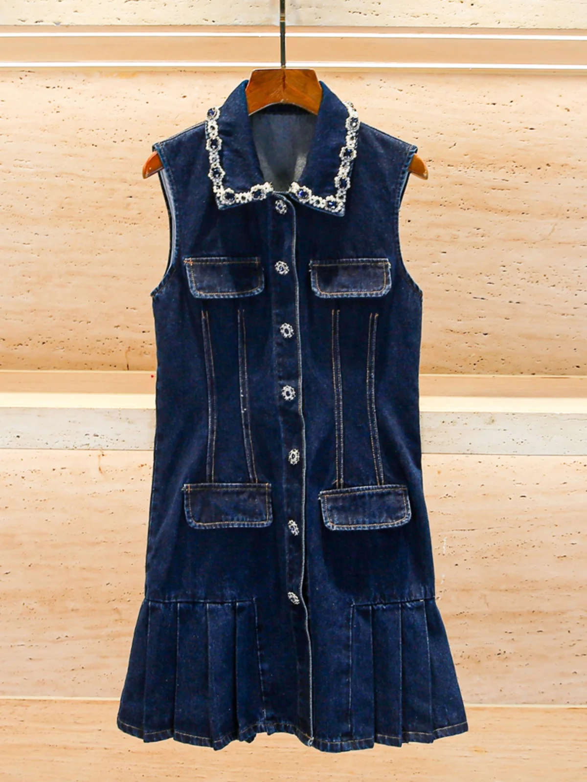 الراقية الصيف المرأة الدكتور مرصع بالألماس الدنيم Gored تنورة Svel عالية الخصر ألف خط ort الدكتور عقدة