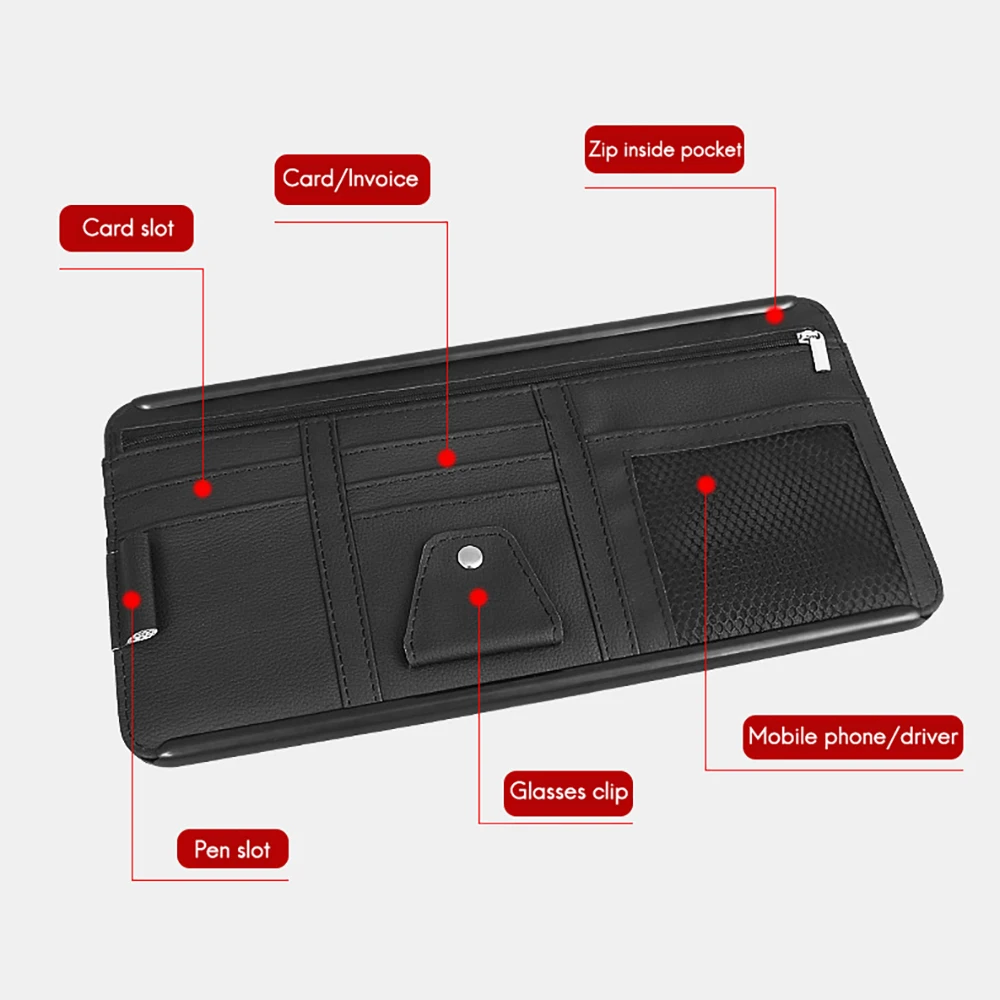 Mobil Sun Visor Organizer penyimpanan pemegang Visor klip kacamata hitam pemegang kartu tas penyimpanan tiket kantong mobil Organizer