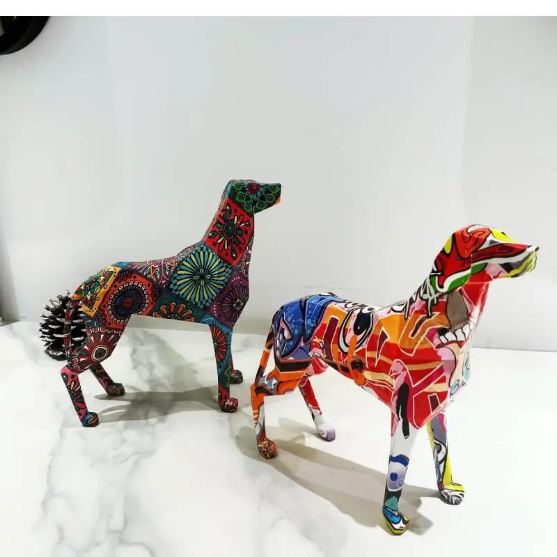 Doberman Modern Home Decoration Color Dog Statue Wine Cabinet Welcome Office Desktop Resin Crafts