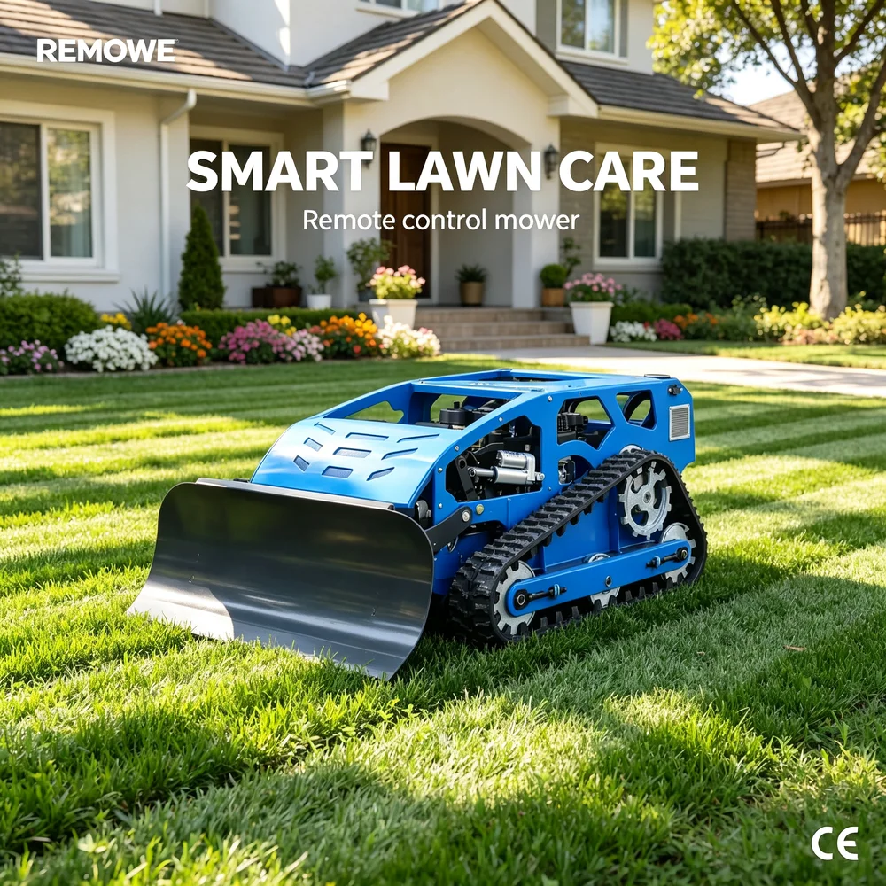 Hybrid Power Remote Control Lawn Mower 550mm Cutting Width Tracked Zero Turn Grass Cutter Machine All Terrain Brush Mower