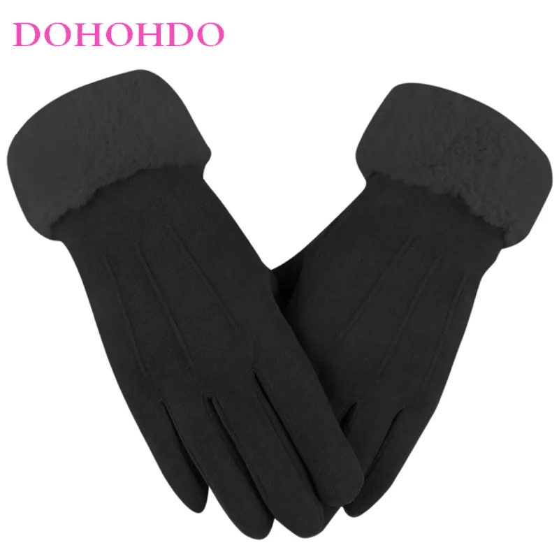 

Suede Gloves Autumn Winter Ladies Warm Velvet Black Gloves Padded Windproof Touch Screen Cold Cycling Motorcycle Gloves Перчатки
