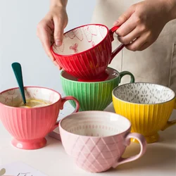 Ceramic Mugs Coffee Cup Breakfast Cereal Cute Ceramic Cup Milk Household Large Capacity Oatmeal Mug Drinkware Home Decor