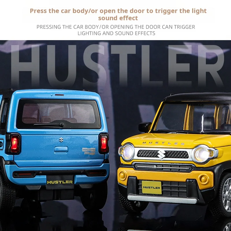 1:22 Suzuki HUSTLER Alloy Simulation Off-Road Vehicle Jeep Model Desktop Decoration Ornament Kids Toy Gift Light & Sound