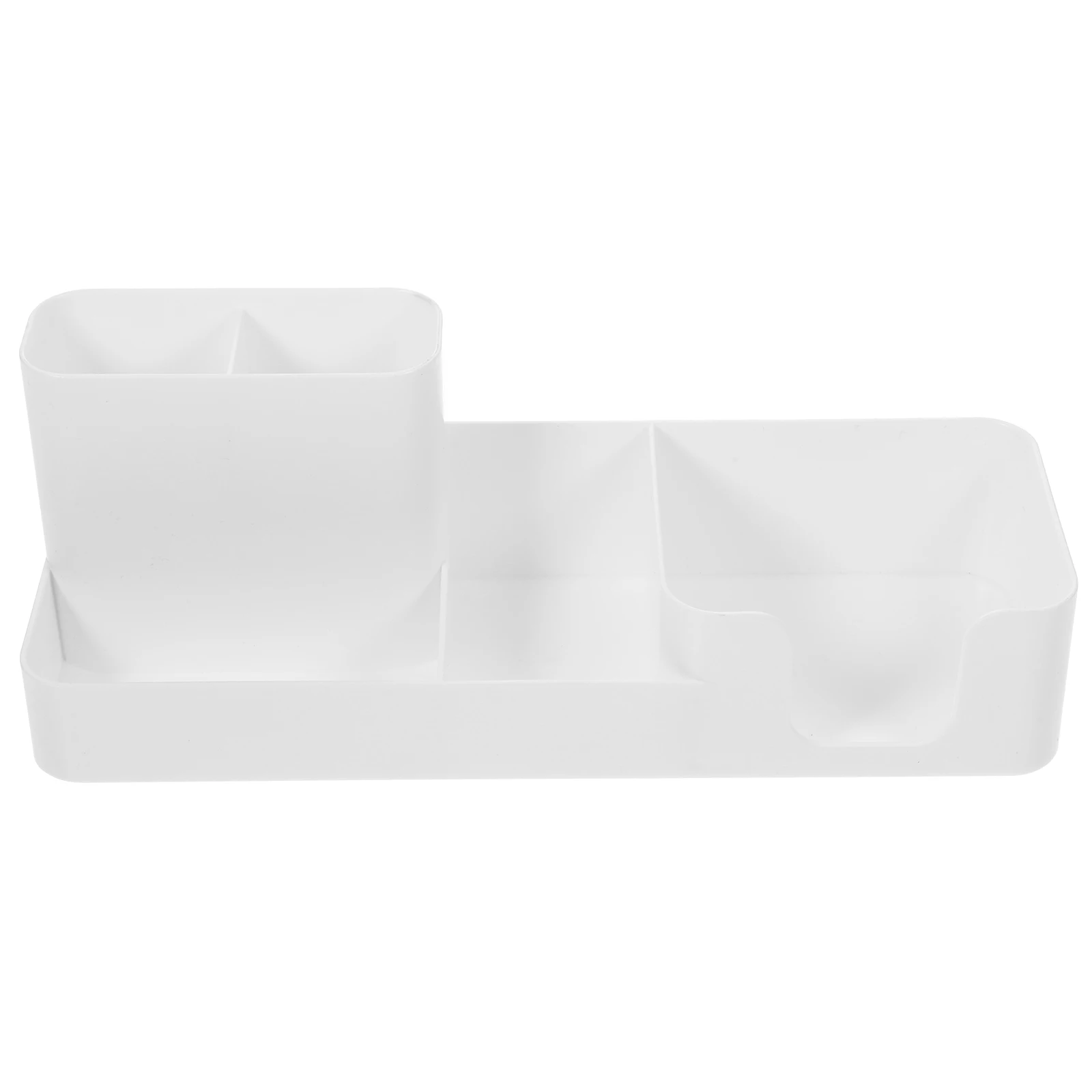 

White Desktop Organizer Pen Holder for Desk Large Capacity Pencil Storage Box Stationery Holder Compartment Tray Office