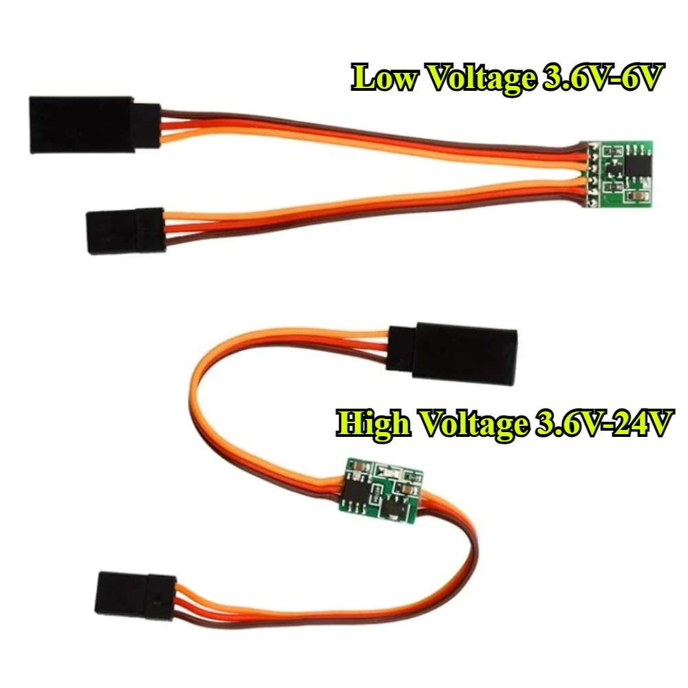 1/2Pcs Universal Servo Inverter Signal 3.6V-6V / 3.6V-24V Steering Gear Reverser Low/High Voltage For RC Servo Airplane V-tail