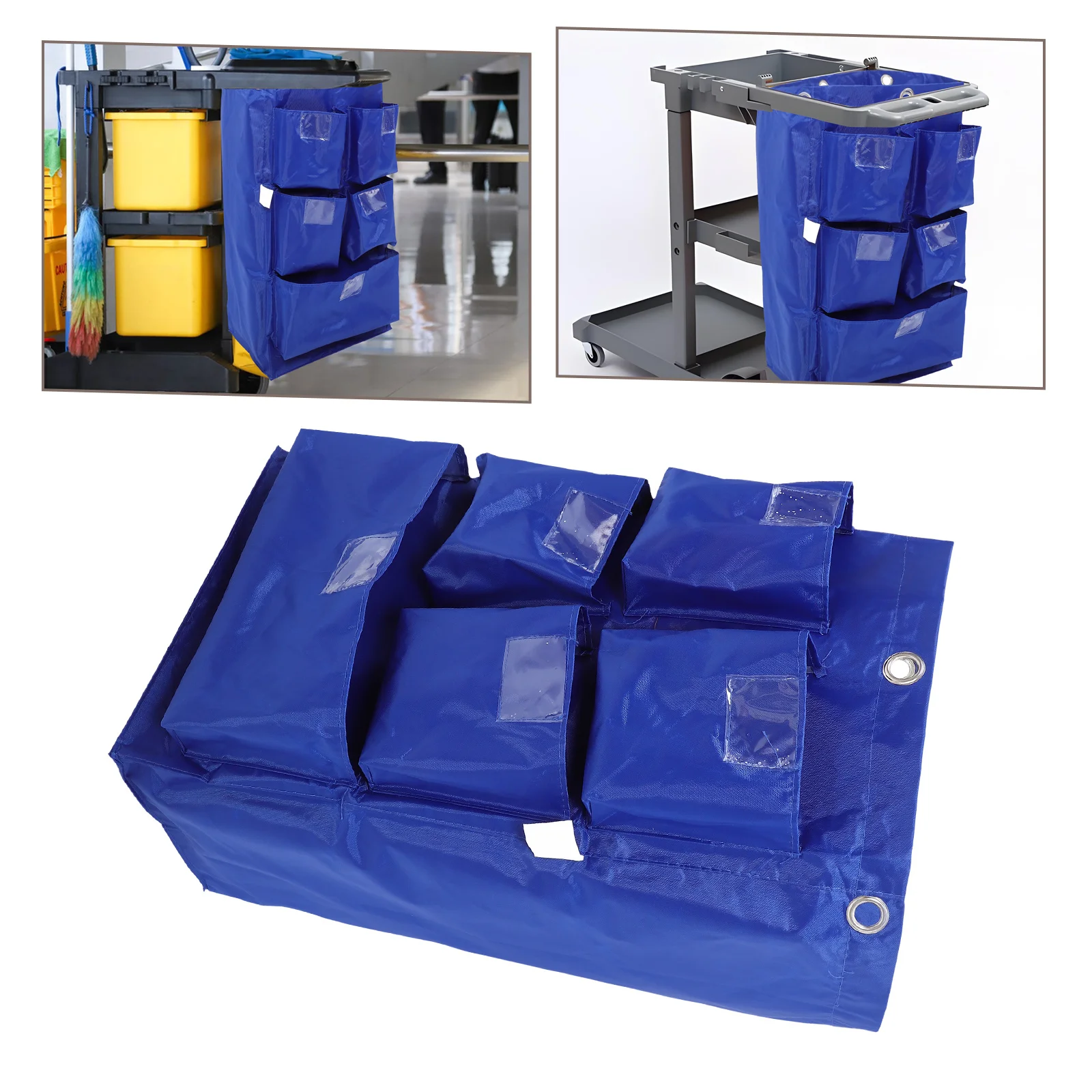 

Janitorial Cart Bag Cleaning Pouch Heavy Duty Oxford Spacious Storage For Cleaning Trolley Replacement Housekeeping Supply Trash