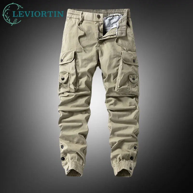 

Брюки-карго в американском стиле, мужские брюки-карго, осень 2023, спортивные брюки для бега на открытом воздухе с несколькими карманами, мужские функциональные повседневные рабочие брюки