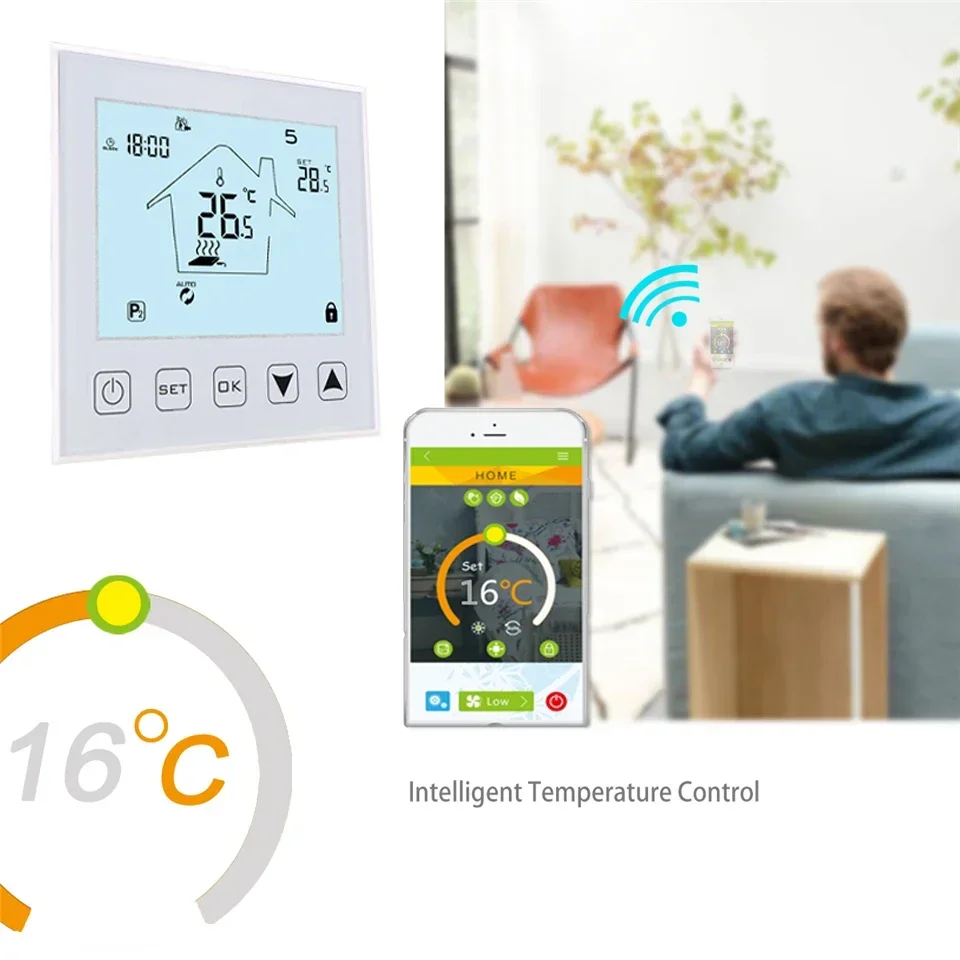 Tuya WiFi Smart Thermostat Temperature Controller for Water/Electric Floor Heating Water/Gas Boiler Works with Alexa Google Home