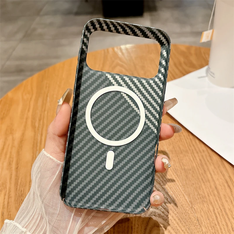 Ultra Thin Carbon Fibre Kevlar Pattern For Magsafe Magnetic Case For iPhone 17 Air 16 15 14 Plus 13 12 11 Pro Max PC Hard Cover - Image 3