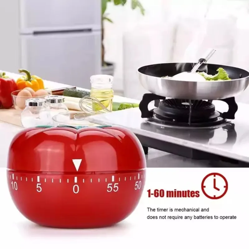 Temporizador mecánico para cocinar y hornear, ayudante con forma de tomate, recordatorio de tiempo de cocina, reloj con temporizador de Chef sin pilas, alarma