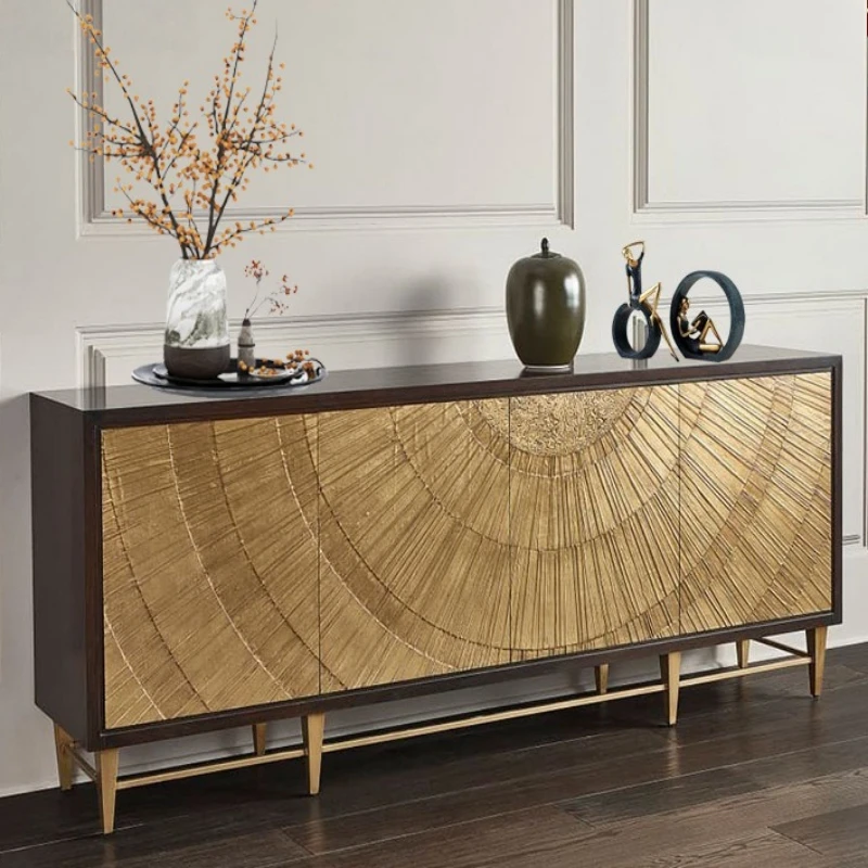 Simple solid wood dining side cabinet retro living room entrance locker